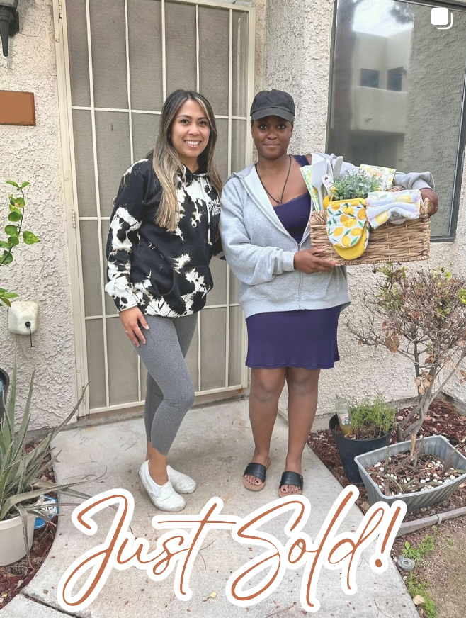 Holly with a client on closing day